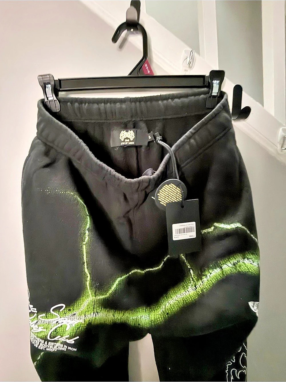 0265: Darc Sport Charged Up She Post Lounge Sweatpants Black & Green Small - Picture 8 of 9